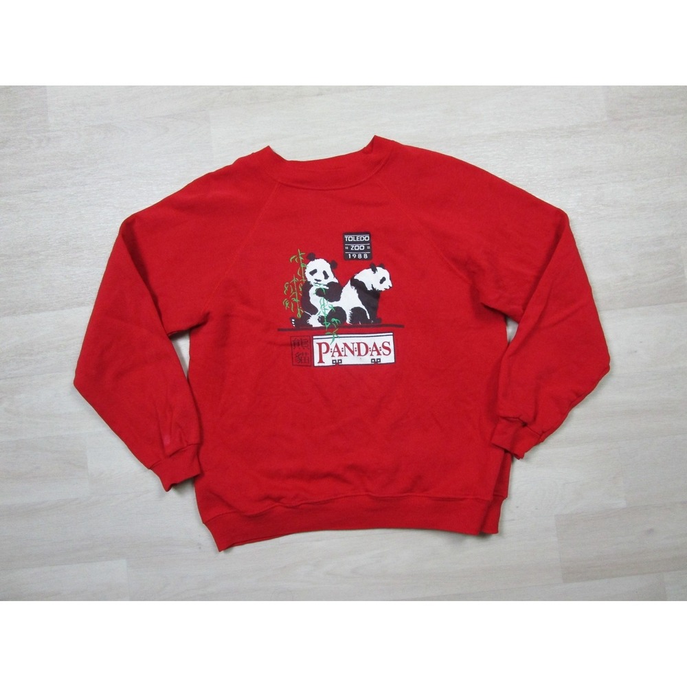 Vintage 1980s Nature Sweatshirt (M) 1988 Toledo Zoo Panda Bear USA Made Ohio